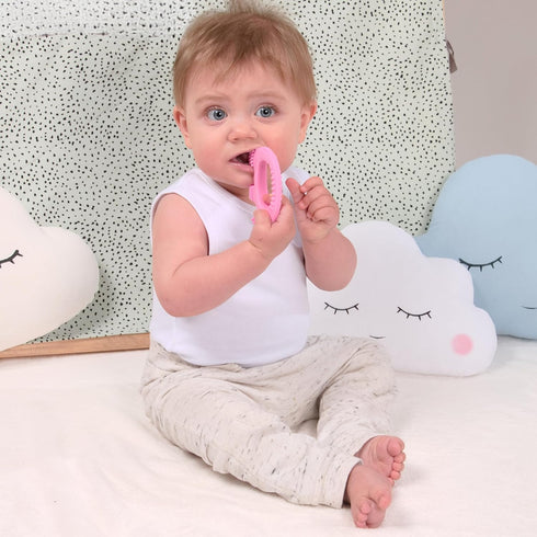 Cute Valentines Day Baby Gift - Baby Elefun Teething Toys for Babies Age 0 to 6 Months - 5X Pain Relief Smart Teether, Zero Developmental Delay Pi...