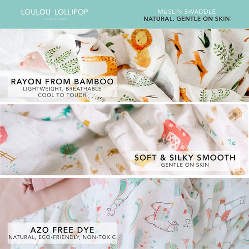 Loulou Lollipop Soft Baby Swaddle Blanket Muslin Wrap Receiving Blanket for Newborn to Toddler Girl and Boy, Large 47” by 47” - City - NYC…...