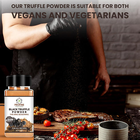 Profine Food Tuber Black Truffle Powder - Organic Truffle Seasoning with 20% Black Truffles Ingredient - Net 75g Pet Container - Truffle Gourmet F...