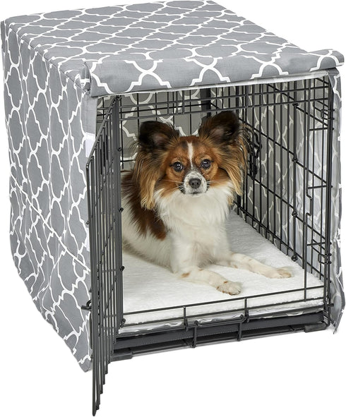 New World PeT Products Dog Crate Cover Featuring Teflon Fabric Protector, Dog Crate Cover Fits Midwest 24-Inch Dog Crates, Light Gray Designer Pat...