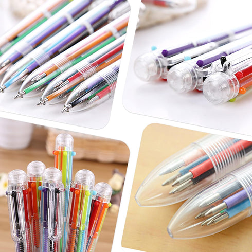 Party Favors 8 PCS 0.5mm 6-in-1 Multicolor Pen 6 Colors Transparent Barrel Ballpoint Pen for Office School Supplies Students Children Gift...