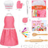 Kids Cooking Baking Set 19Pcs, Kids Chef Role Play Costume Set - Chef Hat and Matching Pink Apron Children Dress up Pretend Gift for 3 4 5 6 7 8 Y...