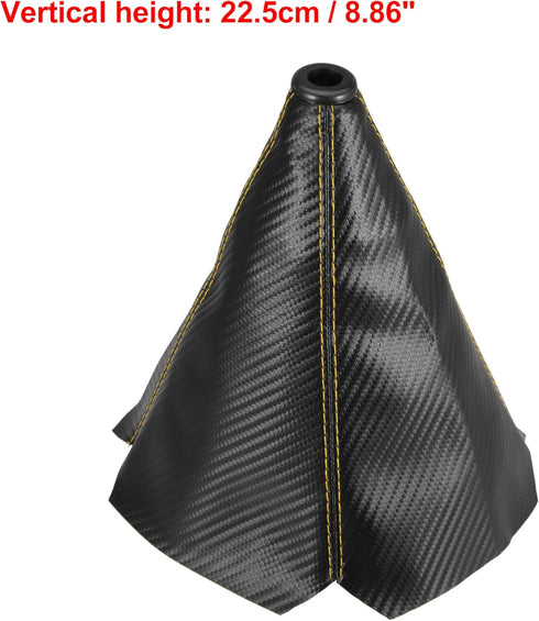 X AUTOHAUX Faux Leather Gear Shifter Knob Cover Car Dust Boot 1.4cm/0.55inch Carbon Fiber Pattern Black Yellow...