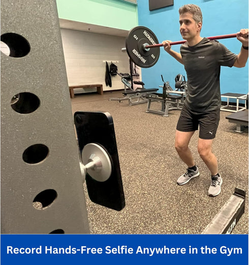 Magnetic iPhone Mount Holder. Attaches magnetically to Metal Surface. Shoot Hands-Free Videos While Working Out. Compatible with MagSafe on iPhone...