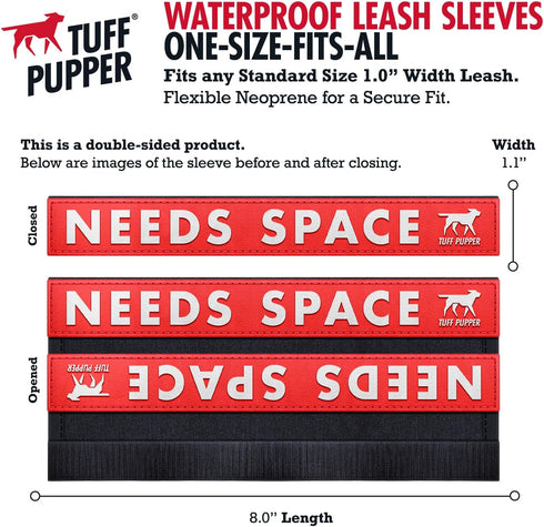 Tuff Pupper Waterproof Leash Sleeve | Fits Any Standard Size 1 Inch Wide Leash | Dual Sided Message | Durable Neoprene & Silicone | Odor & Stink P...