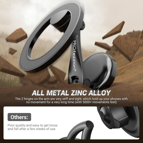 PROfezzion Magnetic Car Phone Mount, 2 x 180 Folding & Double 360 Rotating, Designed for iPhone 15/14/13/12 Series, 2023 Upgraded Super Magnets, 3...