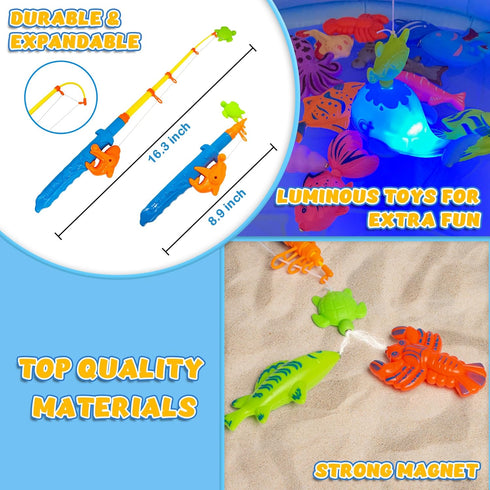 46PCS Magnetic Fishing Bath Toys Game Set,Swimming Fish Toys for Bathtub,Water Table Bathtub Toys for Toddlers Kids Age 3-6, Pool toys for Pretend...