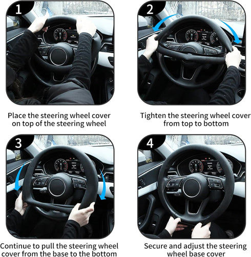 Resilient Car Steering Wheel Cover, Car Silicone Steering Wheel Cover for Men, Fits 14-Inch Steering Wheel Cover in Black, Semi-Wraparound Thin St...