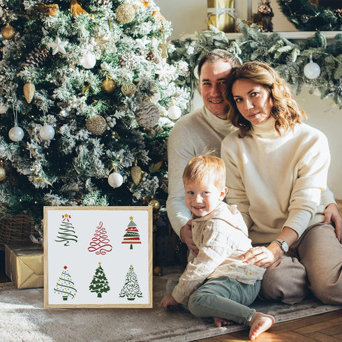 FINGERINSPIRE Christmas Tree Stencils 11.8x11.8 inch 6 Different Christmas Tree Pattern Stencils with Stars Stencils Template Plastic Reusable Tre...