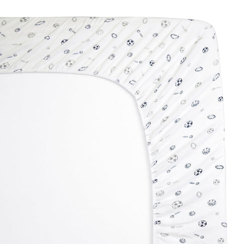 TL Care Printed 100% Cotton Knit Fitted Contoured Changing Table Pad Cover/Sheet - Compatible with Mika Micky Bassinet, Navy/Gray Sports, for Boys...