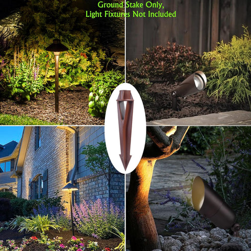Ground Spike Stake Replacement for Low Voltage Landscape Lighting Spot Path Flood Lights with 1/2-14 NPT Thread, High-impact ABS Construction...