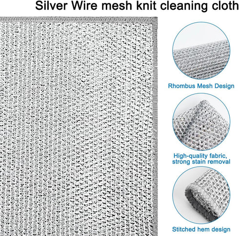 Sonku Wire Dishwashing Rags for Wet and Dry,12 PCS Multipurpose Cleaning Pads,Non-Scratch Wire Dishcloth,Kitchen Wipes Cleaning Cloths...