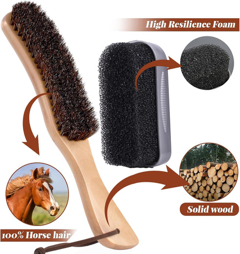 Horse Hair Brush with Sponge Cleaning and Hook,3PCS Hat Cleaning Kit,Felt Hat Brush for Cowboy Hat, Clothes, Shoes, Cap, Suits, Cashmere and Pet H...