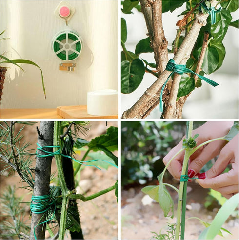 Twist Tie- 328 Feet(100m) Green Garden Plant Ties with Cutter?Trimmer Garden Twine Support Ties Garden Plant Ties Reusable, Green Twist Ties?plant...