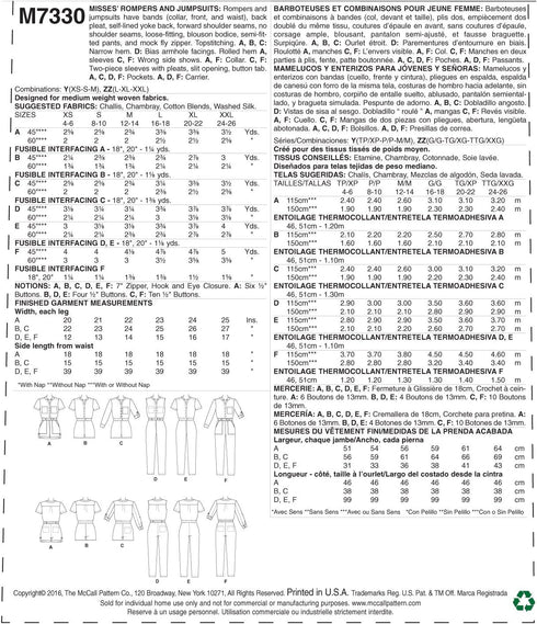 McCall's Patterns M7330 Misses' Button-UP Utility Jumpsuits & Rompers, ZZ (Large-X-Large-XX-Large)...