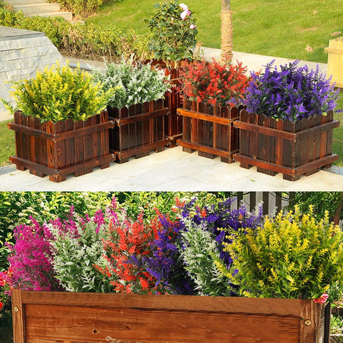 RECUTMS Artificial Lavender Flowers Plants 8 Bundles UV Resistant Faux Outdoor Plastic Greenery Shrubs Plants Hanging Planter Kitchen Home Wedding...