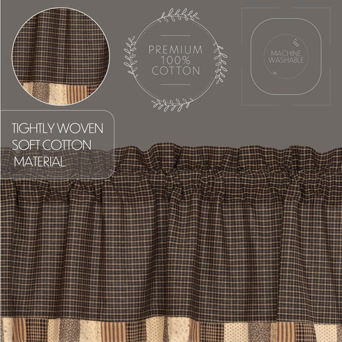 VHC Brands Kettle Grove Window Curtain, Valance Block Border, Black, 16x72...