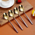 Berglander Dinner Spoon Set Of 4 With Moon Surface Handle And Shiny Gold Head, Stainless Steel Spoons Silverware Set Dishwasher Safe...