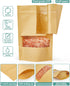 FireKylin 100 Pcs Kraft Paper Bags with Window, 3.5" x 5.5" Stand Up Pouches, Zip Lock Food Storage Bags for Packaging Products, Reusable, Sealabl...