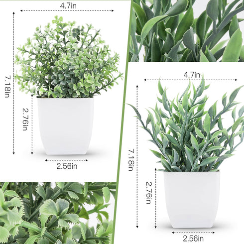 Der Rose 2 Pack Small Fake Plants Artificial Greenery Eucalyptus Plants in Pots for Bedroom Living Room Decor...