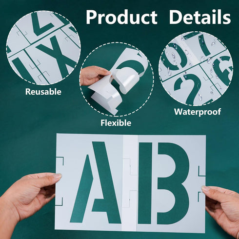 2 Inch Letter Stencils 42 Pcs ReusableTemplates Symbol Numbers Interlocking Stencil Kit Plastic Number Stencils for Wood,Wall,Paper,Fabric,Glass,S...