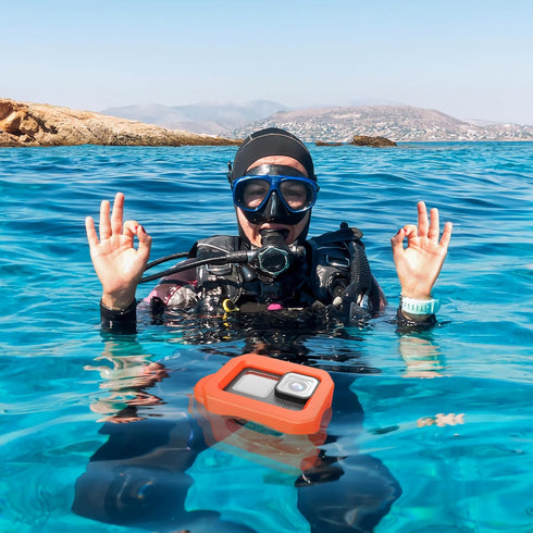 Windslayer Cover Muffler + Floaty Case + Screen Protector for GoPro Hero 12 11 10 9, Floating Case with Screw and Adhesive Anchors for Snorkeling,...