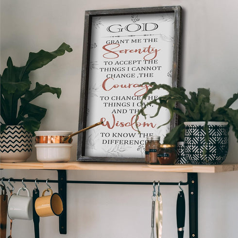 Buecasa Farmhouse God Serenity Prayer Wall Decor Sign - Religious Bible Verse Wall Art with Rustic Solid Wood Frame16x9.5 Inches Vertical...