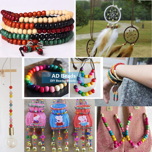 AD Beads Large Hole Wood Spacer Wooden Jewelry Making Bracelet Necklace Chandelier, Large Wooden Rosary Beads Craft Beads (16mm 100pcs, Red)...
