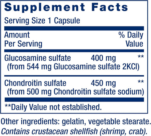 Life Extension Glucosamine/Chondroitin Capsules for healthy joints and cartilage, non-GMO, gluten-free, 100 capsules...