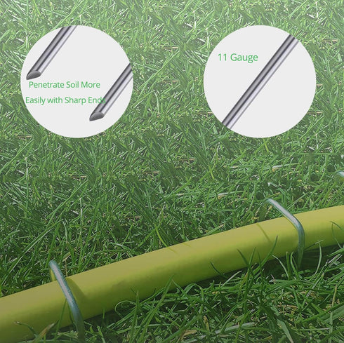 6 Inches Garden Stakes Metal Landscape Staples 16 Packs 11 Gauge Stakes Galvanized Steel Lawn Stakes Yard Staples Securing Pegs for Weed Barrier F...