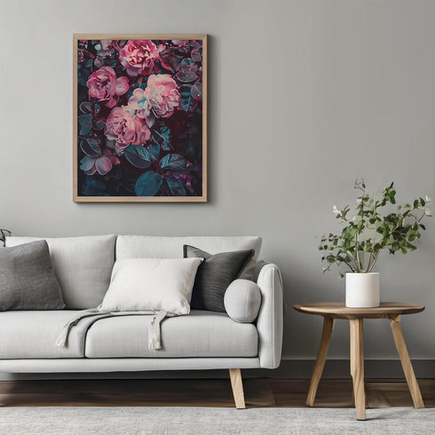 Posterizer 1 pcs-lush pink roses in the wild-beautiful nature scene-Floral & Botanical Art-Abstract & Modern Art-Decor for Home & Office- UNFRAMED...