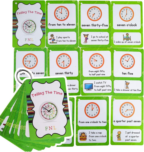20 Analog Clocks Telling Time Flashcards Educational Learning Toys Toddlers Kids Learning Pocket Cards Kindergarten Supplies...