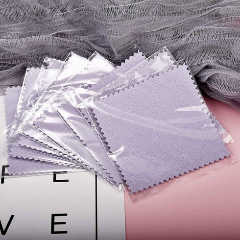SEVENWELL 50pcs Jewelry Cleaning Cloth Purple Polishing Cloth for Sterling Silver Gold Platinum Small Silver Polish 8x8cm...