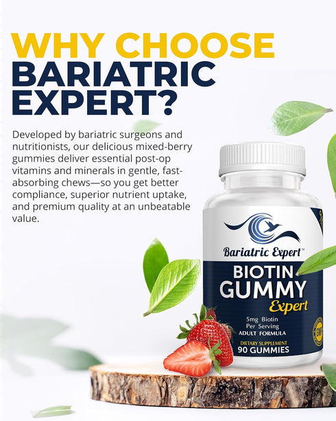 Bariatric Expert Biotin Vitamin – Fast-Melting Dietary Supplement for Adults Post Bariatric Surgery, 90 Count...