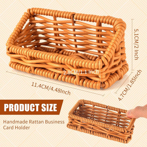 Rattan Business Card Holder Rattan Basket for Cards Rattan Card Holder Business Card Holder Organizer Display Office Card Holder for Desk (1)...