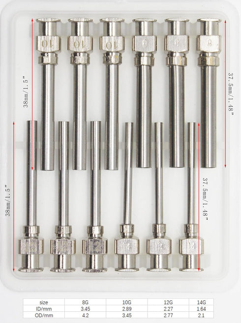 12 Pieces Dispensing Needle 1.5 Inch Stainless Steel Blunt Tip Luer Connector Stainless Steel Blunt Needles (8, 10, 12, 14Gauge)...