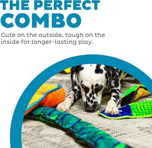 Outward Hound Durablez Tough Plush Squeaky Dog Toy, Snake, Blue, XL...