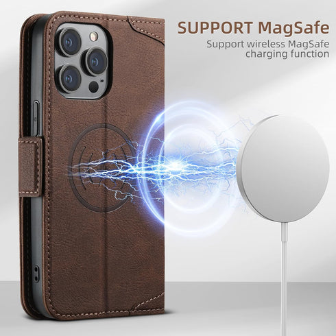 SINIANL Wallet Case for iPhone 15 Pro Max with Card Holder for Men Women, Compatible with MagSafe Wireless Charging Magnetic Leather Flip Folio Co...