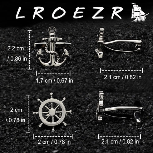 Cufflinks for Men Ship Wheel and Nautical Anchor Stainless Steel Shirt Accessories Unique Wedding Business Cuff Links for Mens Jewelry with Gift B...