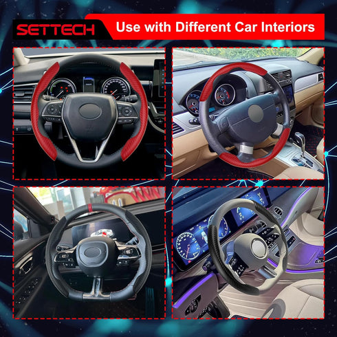 4PCS Carbon Fiber Car Steering Wheel Cover with Non-Slip Lining,Steering Wheel Cover Men and Women,Universal Fit Most of Steering Wheel Accessorie...