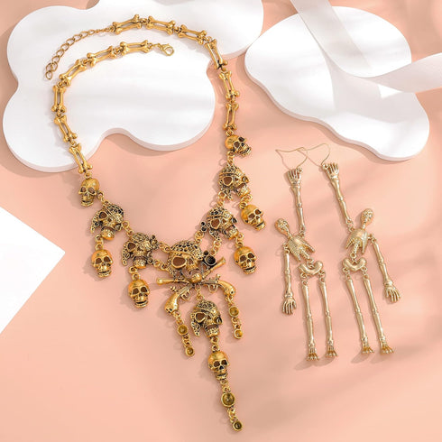 Halloween Pirate Skull Bib Necklace Sets for Women Horror Punk Collar Necklaces...