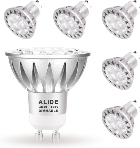 ALIDE GU10 Led Light Bulbs Dimmable AC120V,25W 35W 50W Halogen Replacement,2700K Warm White,MR16 GU10 Dimmable 2 Prong Base 5W Led Track Bulbs,450...