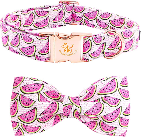 Elegant little tail Dog Collar, Watermelon Print Pet Collar Summer Dog Collar Durable Metal Buckle Dog Collars Cotton Pet Adjustable Dog Collars f...