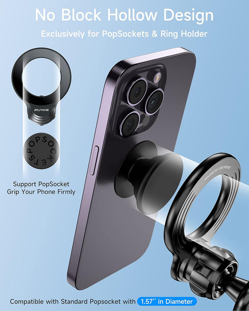 Magnetic Car Phone Mount for iPhone 15/14/13/12 Pro Max Mini & MagSafe Cases - 360 Degrees Rotation, One-hand Operation, Super Strong Magnet Force...