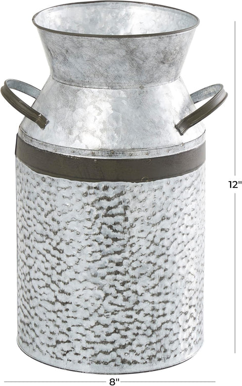 Deco 79 Metal Decorative Vase Milk Can Centerpiece Vase, Flower Vase for Home Decoration 8" x 7" x 12", Gray...