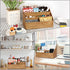 BTSKY Woven Storage Basket Natural Seagrass Vertical Wicker Storage Baskets with 4 Compartments Desk Organizers and Storage Magazine File Holder H...