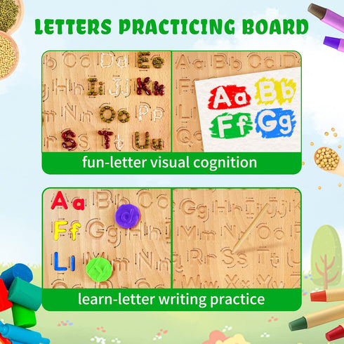 Montessori Wooden Alphabet Tracing Board - Educational Toy for Kids - Fine Motor Skills Development - Double-Sided Writing Practice - Ideal Gift f...