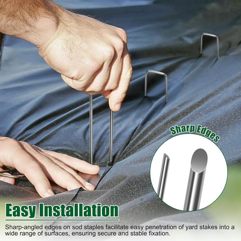 12 Inch 11 Gauge Galvanized Landscape Staples Stakes for Decoration, 12/25/100pcs Garden Metal Stakes for Weed Barrier Fabric, Fence Stakes, Tent ...
