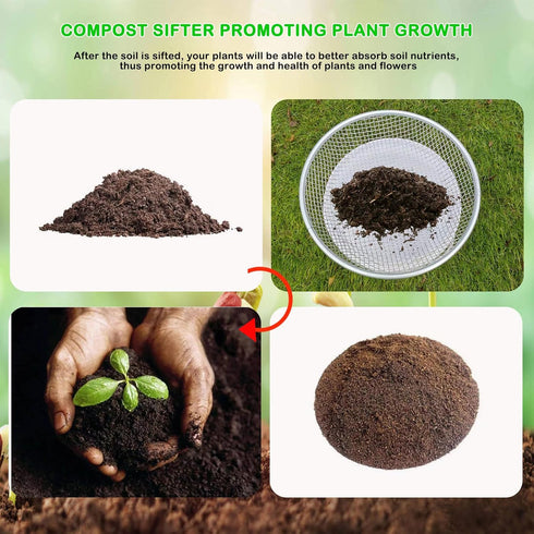 1/4 Inch Compost Sifter for Garden Sand Soil, Garden Potting Mesh Sieve Sifting Pan,Soil Sifter Mesh Gardening Tool Best for Plants and Flowers Gr...