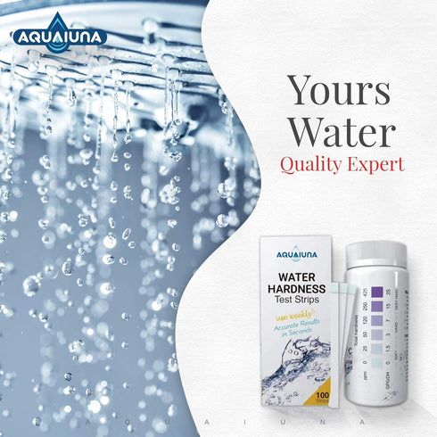 Aqualuna Water Hardness Test Kit - Fast and Accurate Testing for Dishwasher, Drinking Water, Pool and Aquarium - 100 Strips Hard Water Test Kit at...